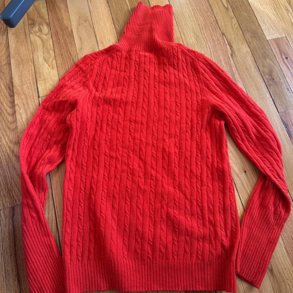 JCREW Red Cable Knit Turtleneck Sweater
